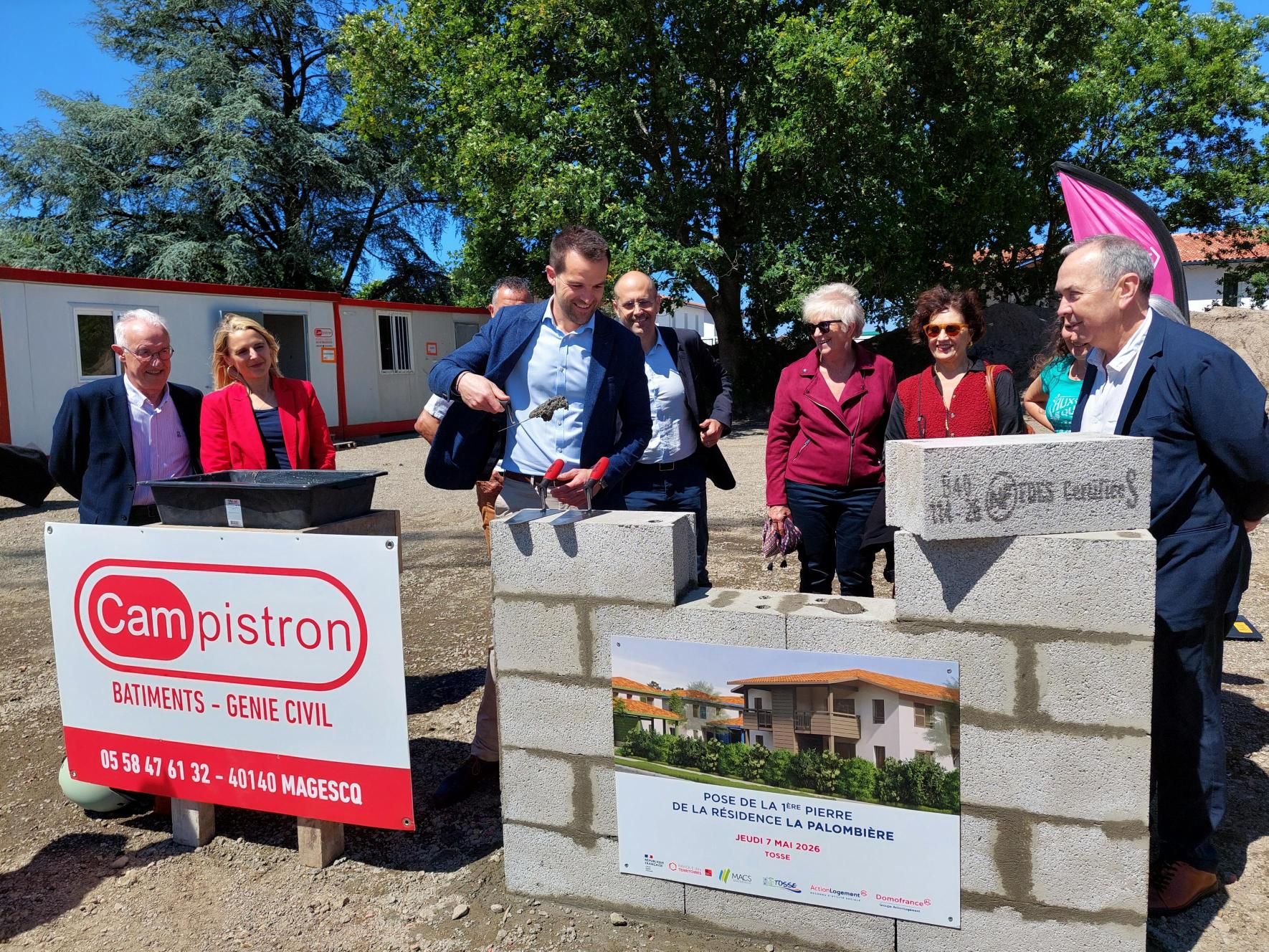 Domofrance pose la première pierre de la résidence La Palombière à Tosse (40)