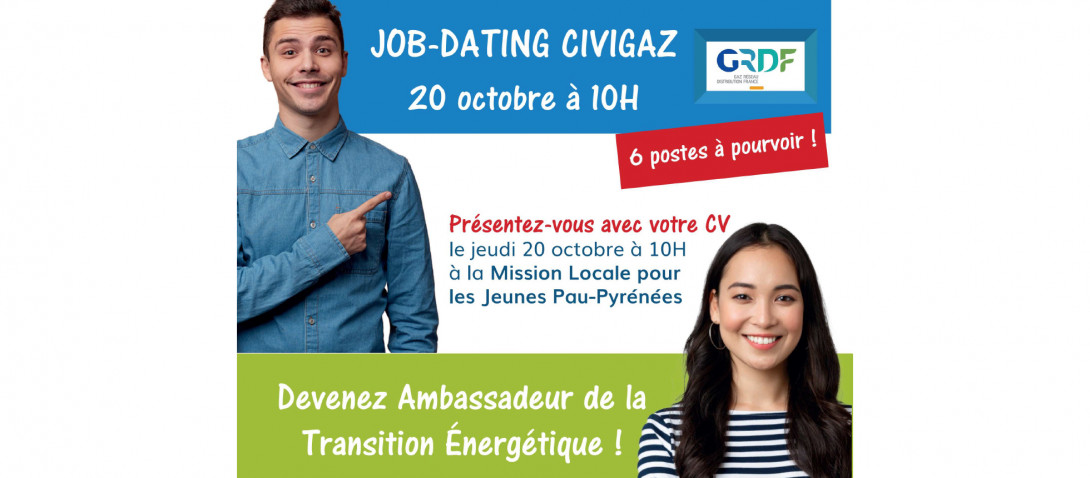 Job dating CIVIGAZ : 6 postes à pourvoir en service civique !